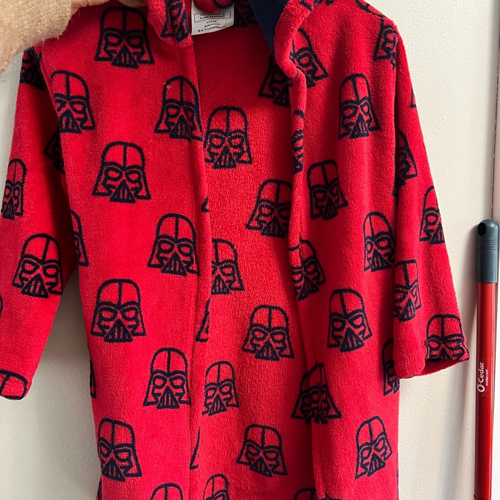 GAP Red Hooded Robe with Black Darth Vader Graphic Print